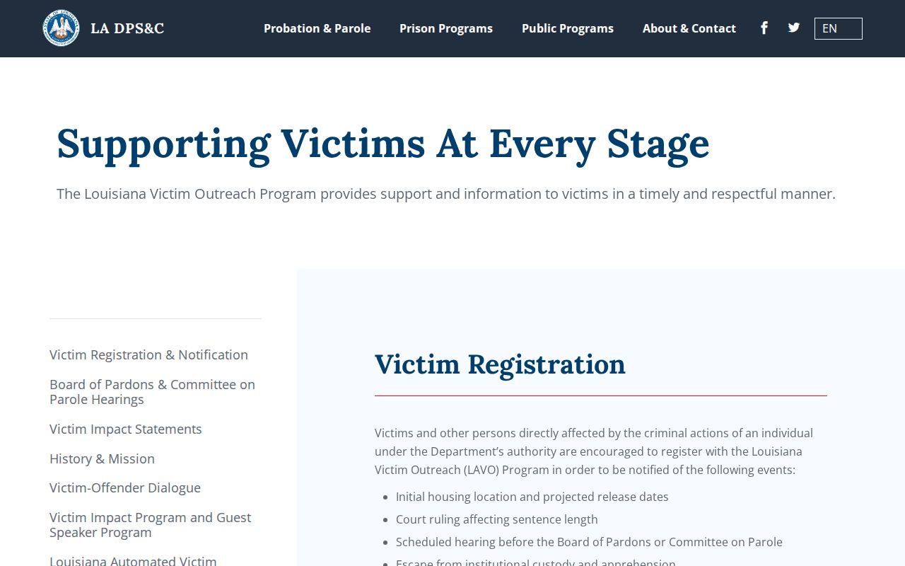 DPS and C Victim Outreach release notices for a Webster Parish state inmate